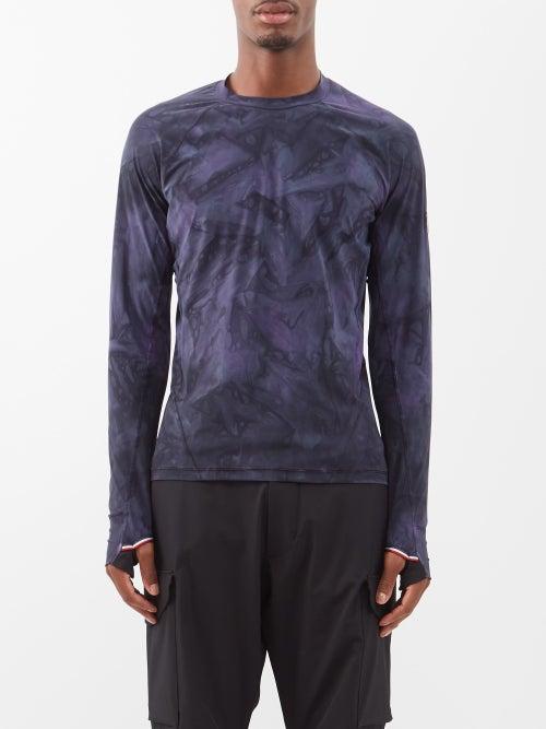 Moncler Grenoble - Camouflage-print Jersey Long-sleeve T-shirt - Mens - Navy