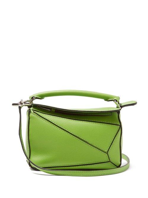 Matchesfashion.com Loewe - Puzzle Mini Grained Leather Cross Body Bag - Womens - Green