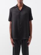 Delos - Otto Cuban-collar Silk-satin Shirt - Mens - Black