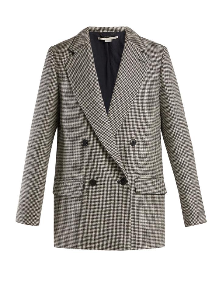 Stella Mccartney Houndstooth Double-breasted Wool Blazer