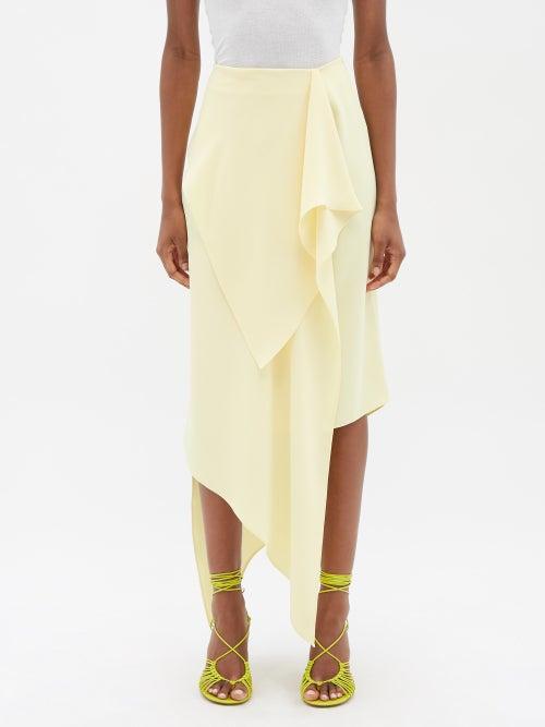 A.w.a.k.e. Mode - Asymmetric Waterfall Crepe Skirt - Womens - Yellow