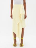 A.w.a.k.e. Mode - Asymmetric Waterfall Crepe Skirt - Womens - Yellow