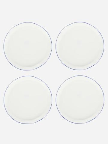 Feldspar - Set Of Four Painted-rim Fine China Cake Plates - Blue White