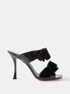 Jimmy Choo - Flaca 100 Velvet Bow Patent-leather Mules - Womens - Black