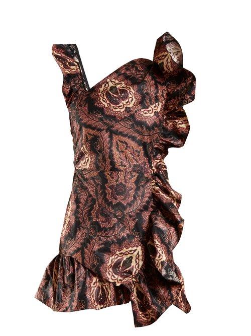 Matchesfashion.com Isabel Marant - Malvern Ruffle Trimmed Floral Print Cotton Dress - Womens - Pink Multi