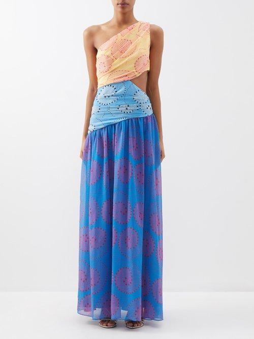 Staud - Ashlyn Abstract-print Chiffon Maxi Dress - Womens - Multi