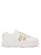 Matchesfashion.com Prada - Studded Low Top Leather Trainers - Womens - White Silver
