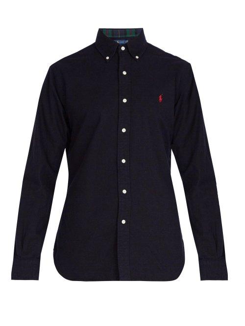 Matchesfashion.com Polo Ralph Lauren - Logo Embroidered Cotton Oxford Shirt - Mens - Navy