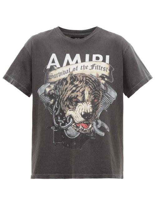 Matchesfashion.com Amiri - Pitbull Print Washed Cotton T Shirt - Mens - Black