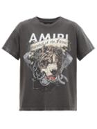 Matchesfashion.com Amiri - Pitbull Print Washed Cotton T Shirt - Mens - Black