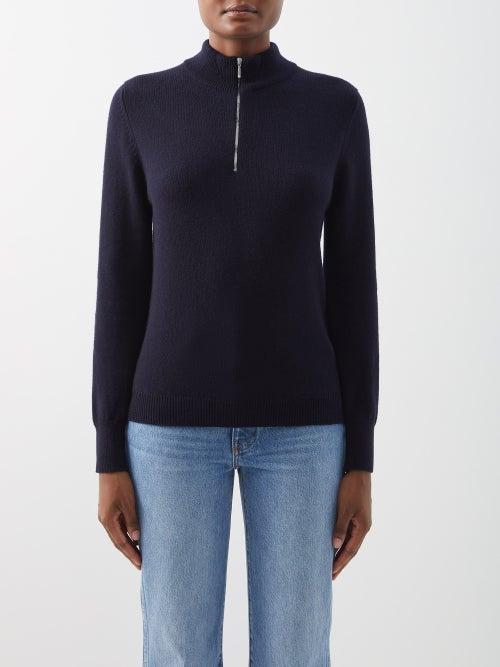 Johnstons Of Elgin - Half-zip Cashmere Sweater - Womens - Navy
