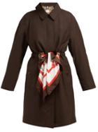Matchesfashion.com Burberry - Society Scarf Tie Waist Single Breasted Wool Coat - Womens - Brown Multi