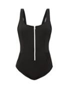 Matchesfashion.com Ganni - Zipped Low-back Swimsuit - Womens - Black