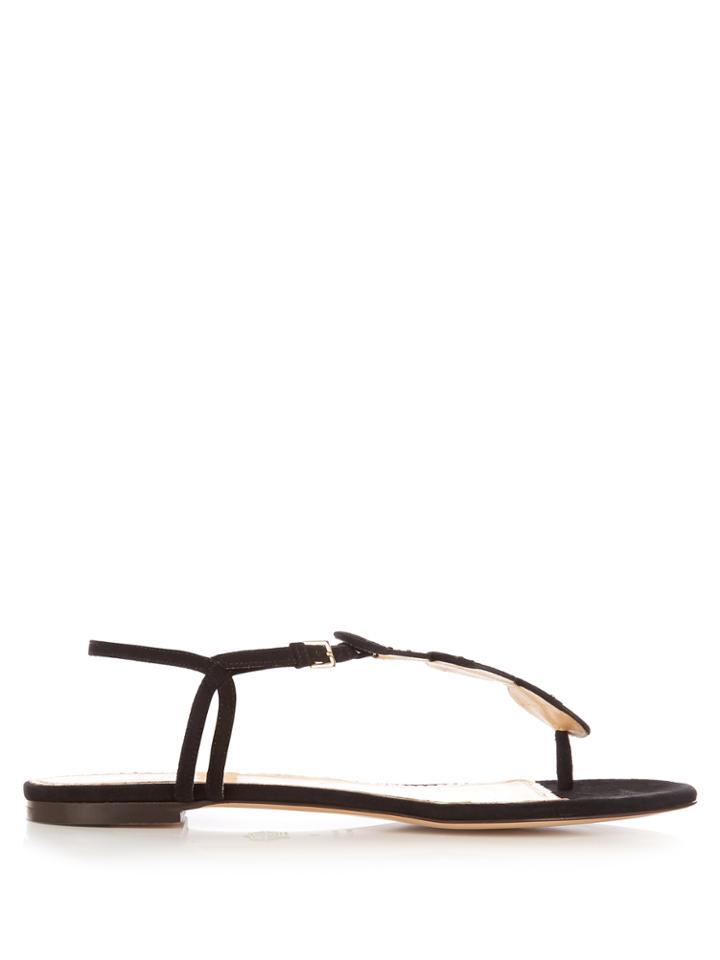 Charlotte Olympia Lucky Suede Flat Sandals