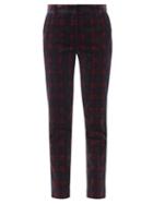 Matchesfashion.com Bella Freud - Family Tartan Cotton-velvet Straight-leg Trousers - Womens - Burgundy