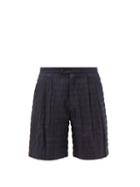 Le17septembre Homme - Ripple Striped Seersucker Shorts - Mens - Blue