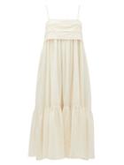 Matchesfashion.com Loup Charmant - Iliana Bow-back Organic-cotton Dress - Womens - Ivory