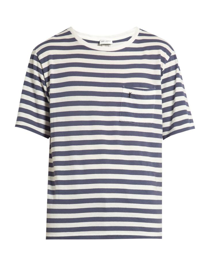 Saint Laurent Patch-pocket Striped Cotton-jersey T-shirt