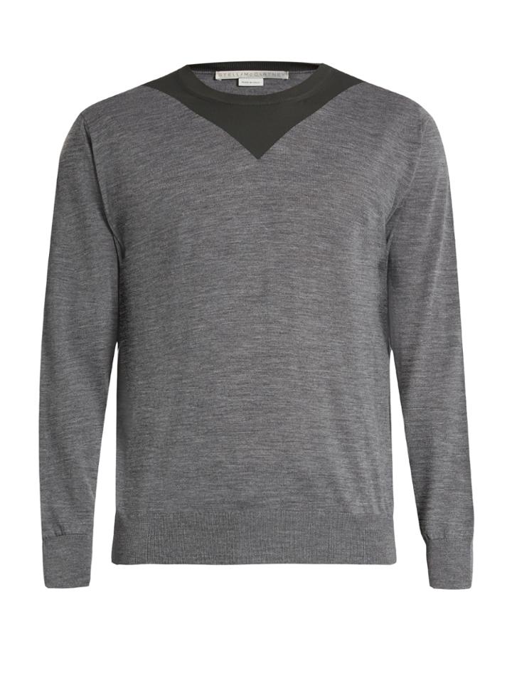 Stella Mccartney Two-tone Crew-neck Wool Sweater