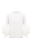 Matchesfashion.com Roksanda - Rana Fluted-cuff Crepe Blouse - Womens - Ivory