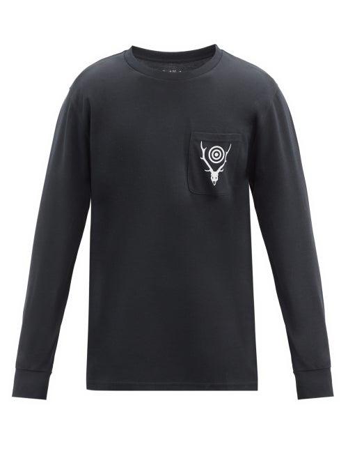 Matchesfashion.com South2 West8 - Logo-print Jersey Long-sleeved T-shirt - Mens - Black