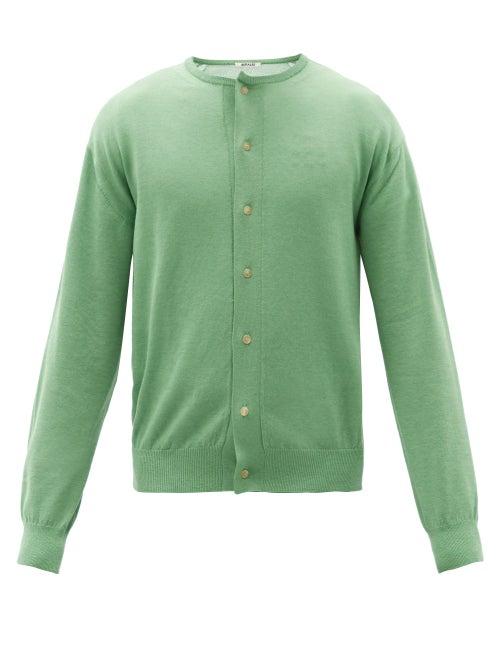 Auralee - Crew-neck Cashmere Cardigan - Mens - Green