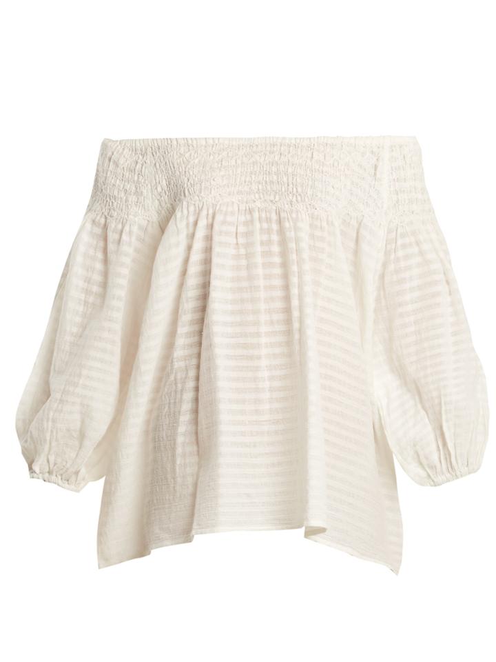 Mes Demoiselles Adriatic Off-the-shoulder Striped Top
