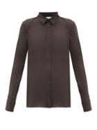 Matchesfashion.com Bottega Veneta - Panelled-shoulder Technical-jersey Shirt - Womens - Dark Brown