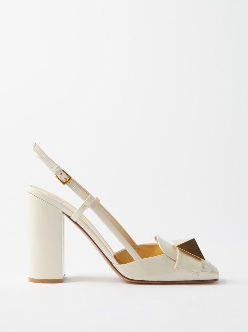 Valentino Garavani - One Stud 100 T-strap Leather Pumps - Womens - Ivory