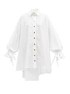Matchesfashion.com Halpern - Tie-cuff Cotton-poplin Shirt Dress - Womens - White