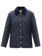 Matchesfashion.com Burberry - Dranefield Corduroy-collar Quilted Jacket - Womens - Navy
