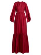 Matchesfashion.com Roksanda - Elvira Gathered Hem Silk Satin Twill Gown - Womens - Red