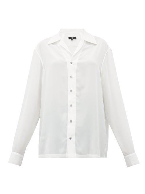 Matchesfashion.com Edward Crutchley - Cuban Collar Silk Habotai Shirt - Womens - White