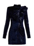 Balmain Chevron-striped Bow-embellished Mini Dress