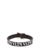 Matchesfashion.com Valentino - Vltn Leather Bracelet - Mens - Black