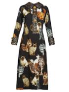 Dolce & Gabbana Brocade-trimmed Cat-print Midi Dress