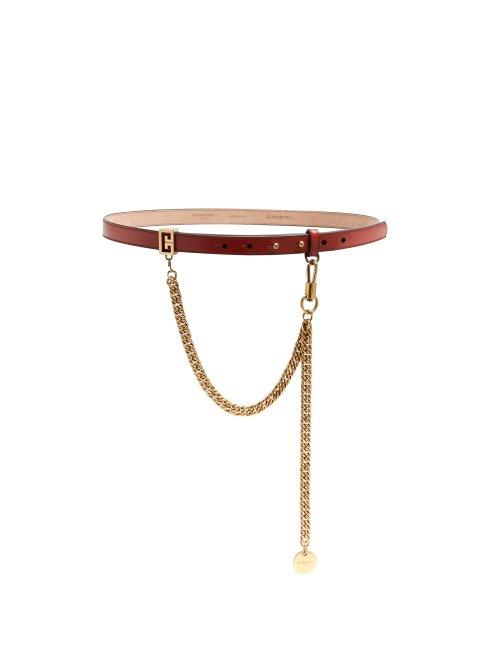 Matchesfashion.com Givenchy - Chain Detail Leather Belt - Womens - Red