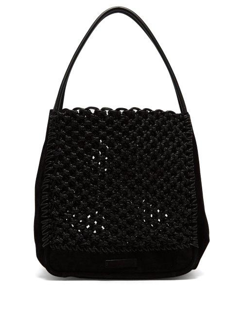 Matchesfashion.com Proenza Schouler - Macram L Waxed Cotton And Suede Tote Bag - Womens - Black