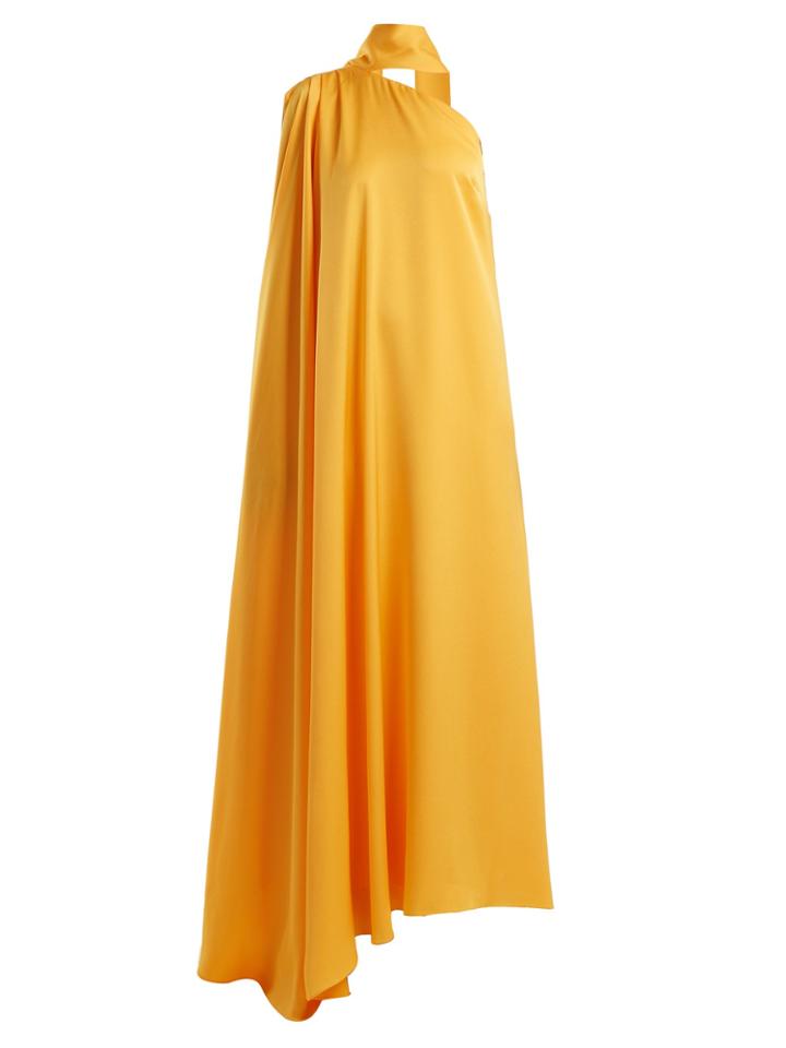 Osman Lula One-shoulder Satin-back Crepe Gown