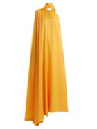 Osman Lula One-shoulder Satin-back Crepe Gown