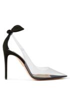 Aquazzura - Bow Tie 105 Pvc And Suede Pumps - Womens - Black