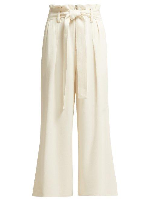 Matchesfashion.com Proenza Schouler - Paperbag Waist Wide Leg Trousers - Womens - Ivory