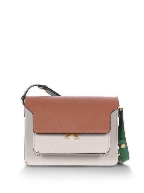 Matchesfashion.com Marni - Trunk Colour-block Saffiano-leather Shoulder Bag - Womens - Tan Multi