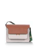 Matchesfashion.com Marni - Trunk Colour-block Saffiano-leather Shoulder Bag - Womens - Tan Multi