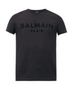 Mens Rtw Balmain - Flocked-logo Cotton-jersey T-shirt - Mens - Black