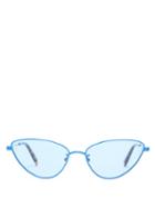 Matchesfashion.com Stella Mccartney - Slender Cat Eye Metal Sunglasses - Womens - Blue
