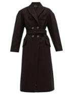 Matchesfashion.com Simone Rocha - Ruffled Double Breasted Wool Blend Coat - Womens - Black