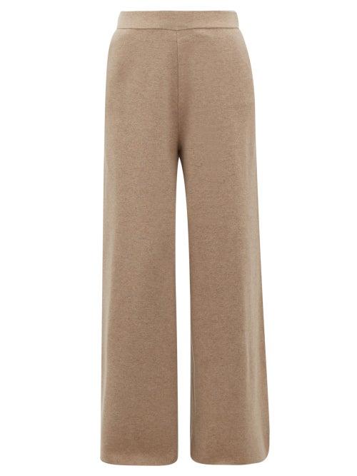 Matchesfashion.com Jil Sander - Stretch Knit Wool Blend Wide Leg Trousers - Womens - Light Grey