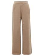 Matchesfashion.com Jil Sander - Stretch Knit Wool Blend Wide Leg Trousers - Womens - Light Grey