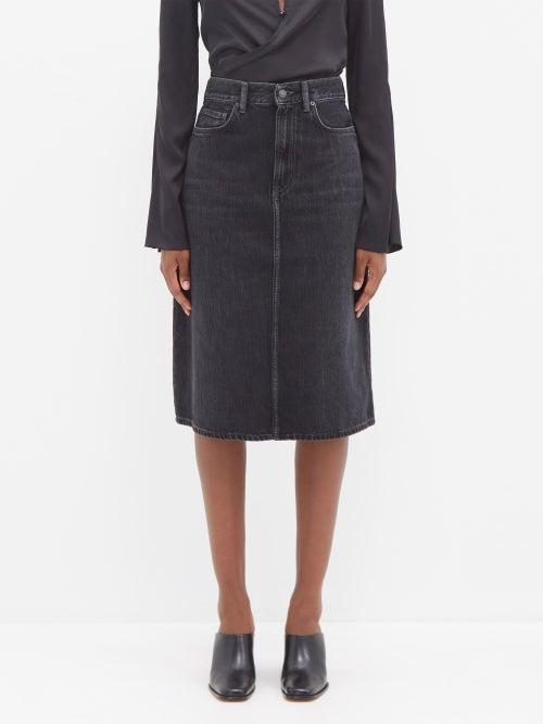 Acne Studios - Vintage Denim Midi Skirt - Womens - Black